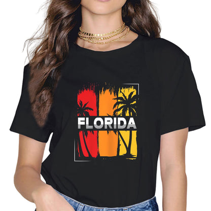 Summer Florida Vacation Short Sleeve Casual Round Neck Tee Shirt