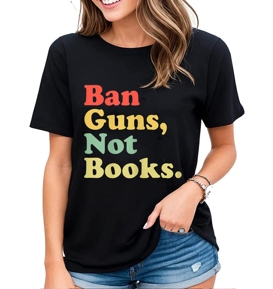 Womens Fun Graphic I Read Banned Books T-Shirt Banned Books Lovers Gift Casual Short-Sleeved Tops