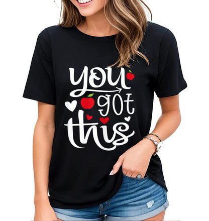 Tshirt for Women Funny Test Day Rock The Test Don't Stress Just Do Your Best Casual Short-Sleeved Tops