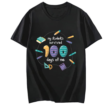 Women 100 Days of Coffee and Chaos Round Neck Short Sleeve T-Shirt Top