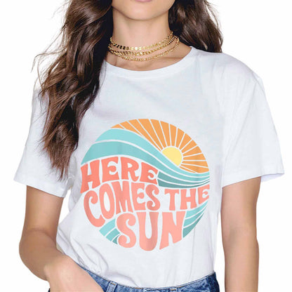 Here Comes The Sun Vintage Retro Summer Beach Gift T-Shirt