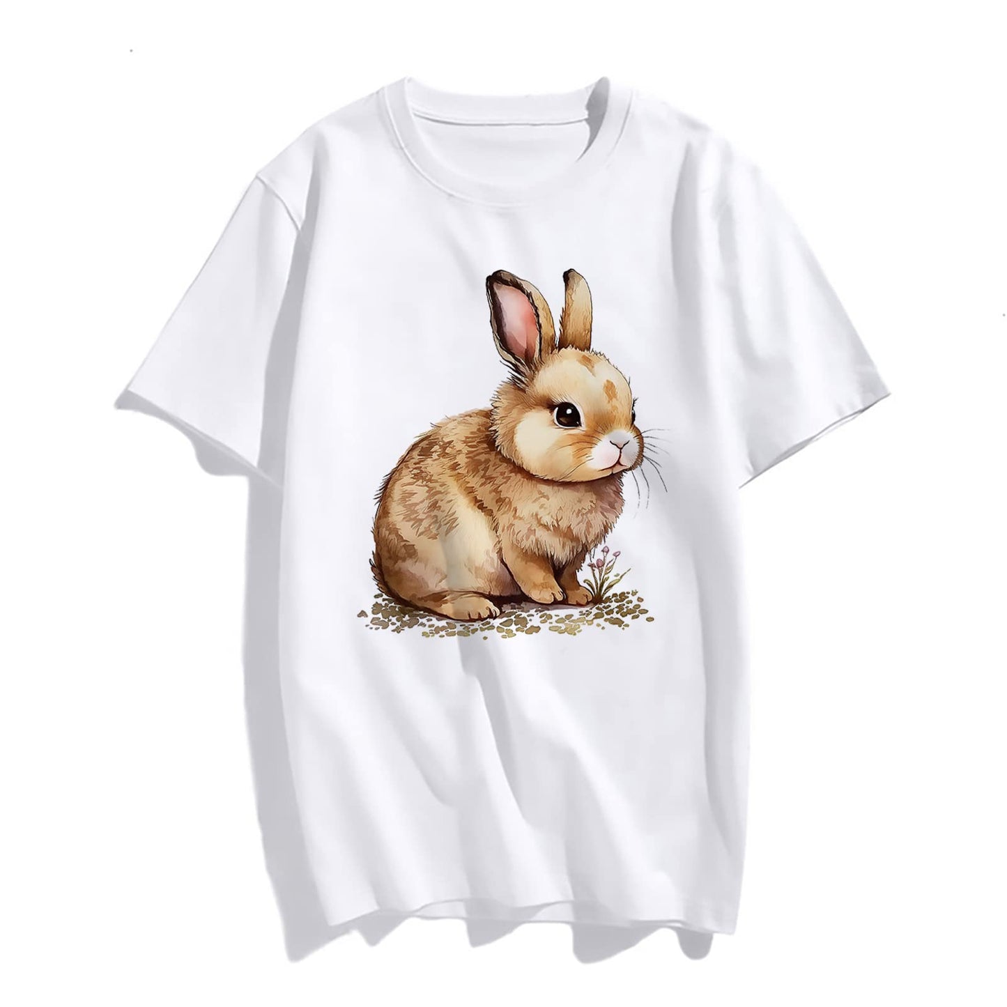 Womens Summer Bunny Graphics Tshirts Casual Short Sleeve Tops Women's Easter Gifts