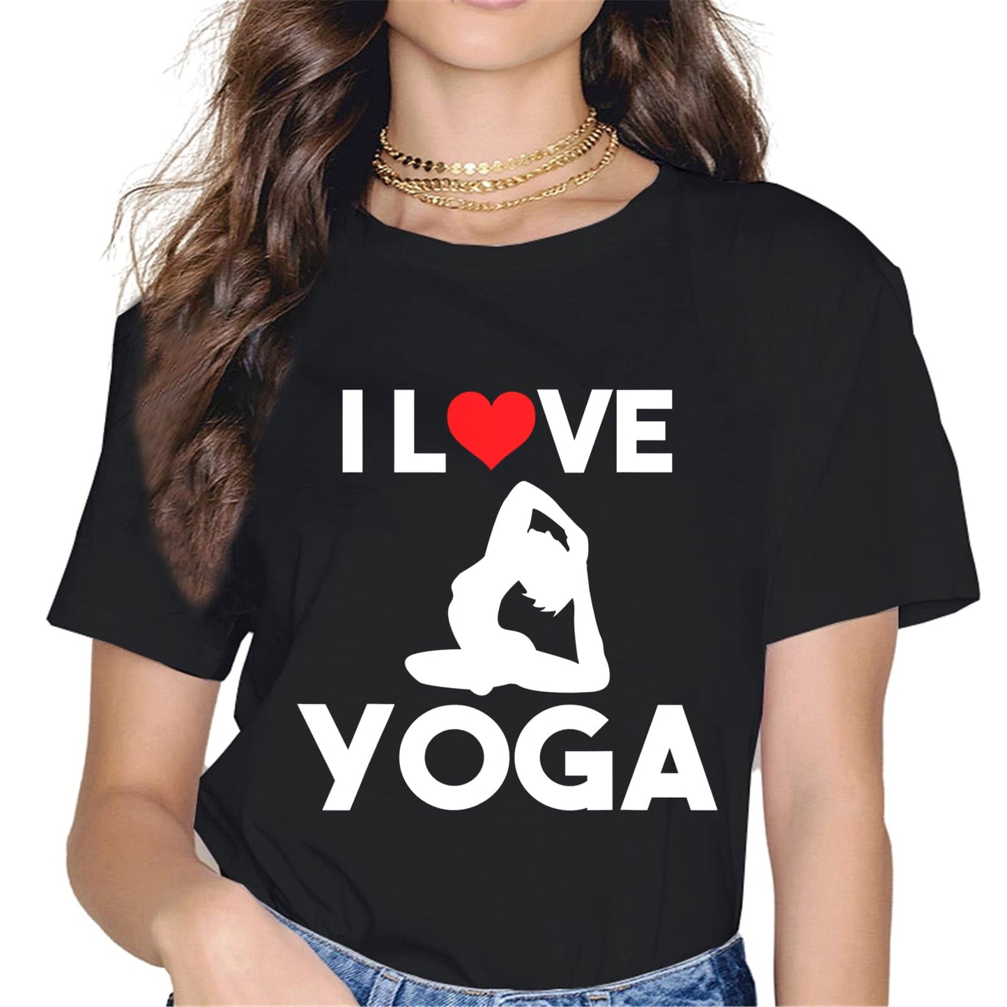 Tops for Women I Love Yoga T-Shirt Yoga Workout Cute Graphics Casual Short Sleeve Crew Neck Shirts Gift Tee