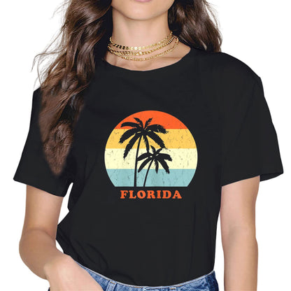 Summer Florida Vacation Short Sleeve Casual Round Neck Tee Shirt