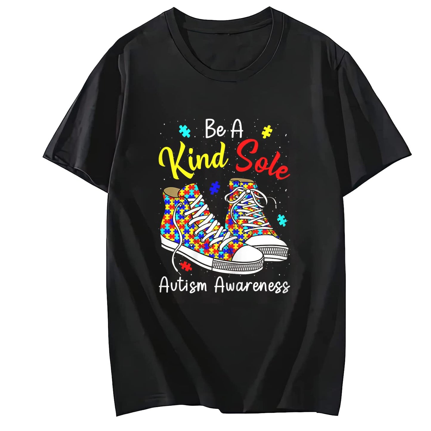 Be A Kind Sole Autism Awareness Rainbow Trendy Puzzle Shoes T-Shirt