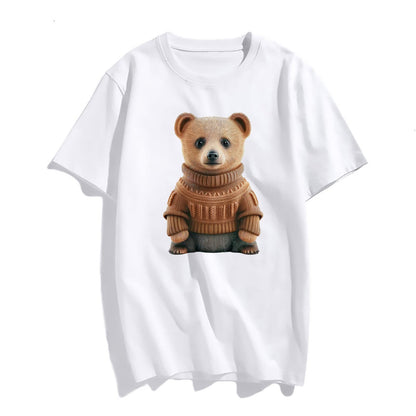 Adorable Bear Tshirts Casual Short Sleeve Tops Women's Teens Girl