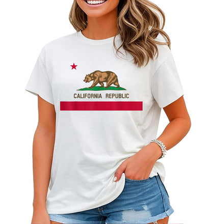 California Flag T-Shirt - Women's California Bear Graphic Tee