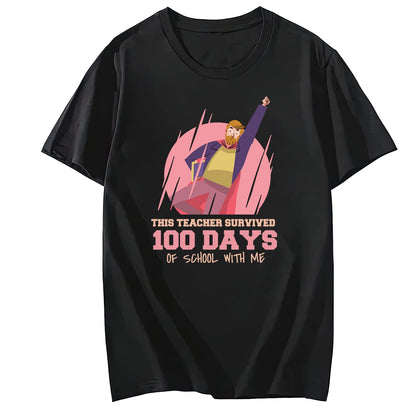 Women 100 Days of Coffee and Chaos Round Neck Short Sleeve T-Shirt Top