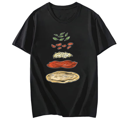 Pizza Ingredients Short Sleeve Comfort Tops T-Shirts for Women