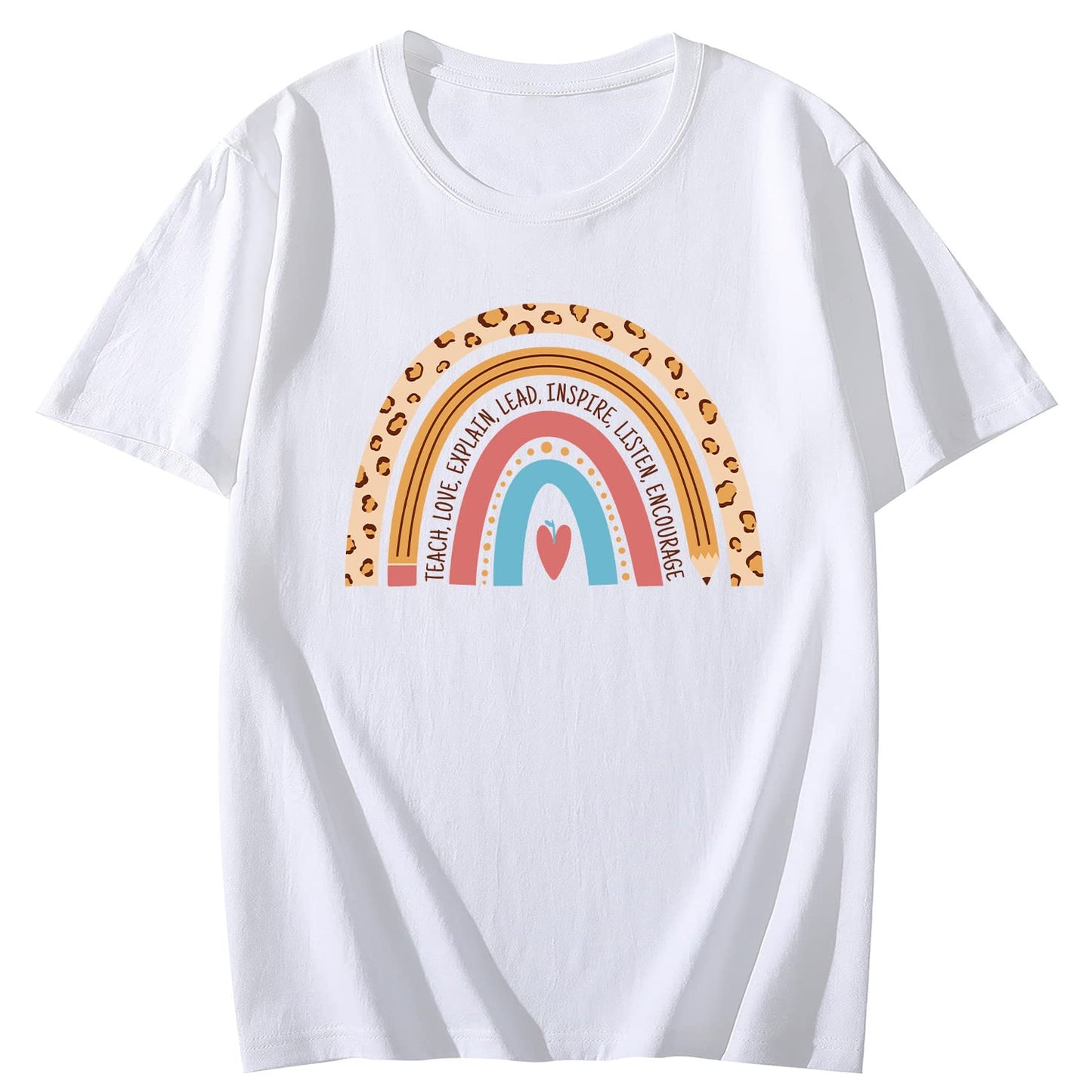Rainbow Teaching Short Sleeve Comfort Tops T-Shirts for Women