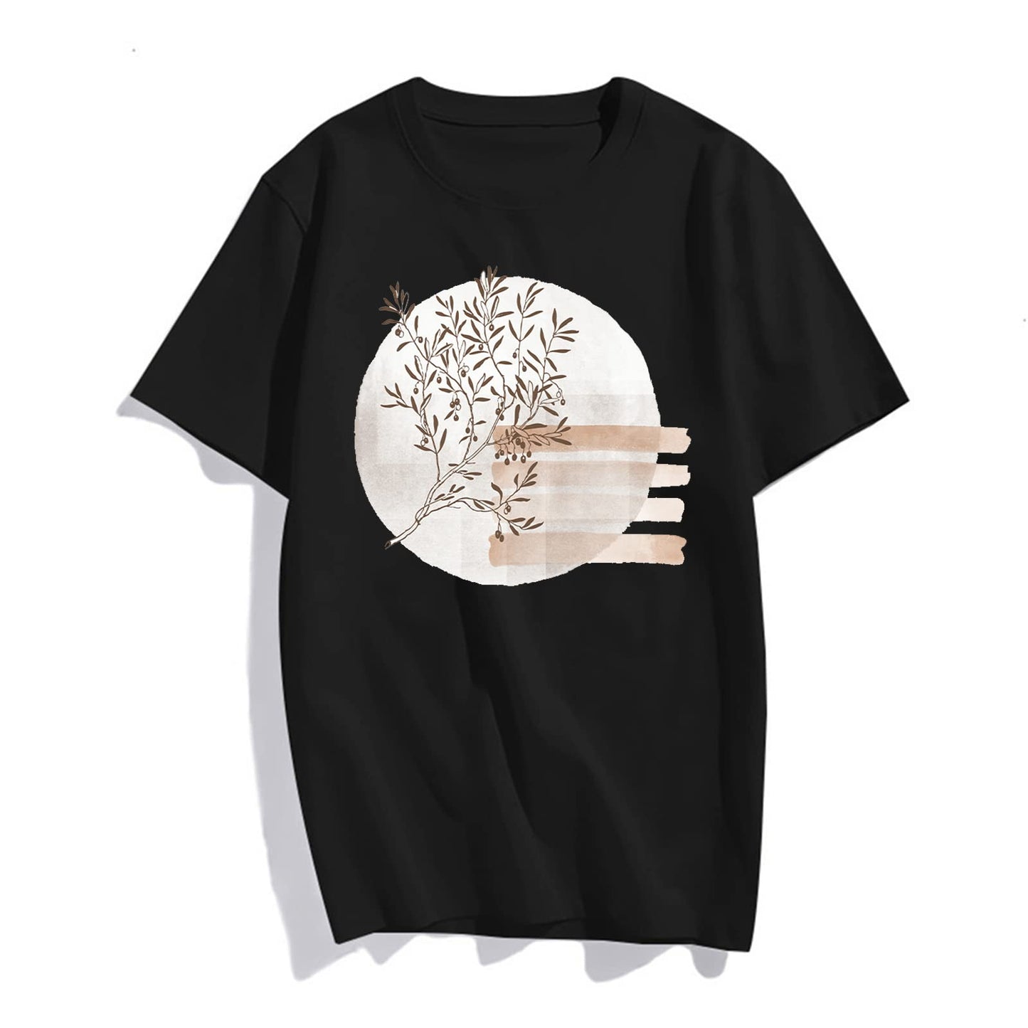 noozuo Tree Branches Pattern T-Shirt Women Fashion Casual Short-Sleeved