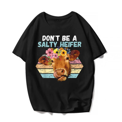 Women Cow Graphics T-Shirt - Life is Better Short Sleeve