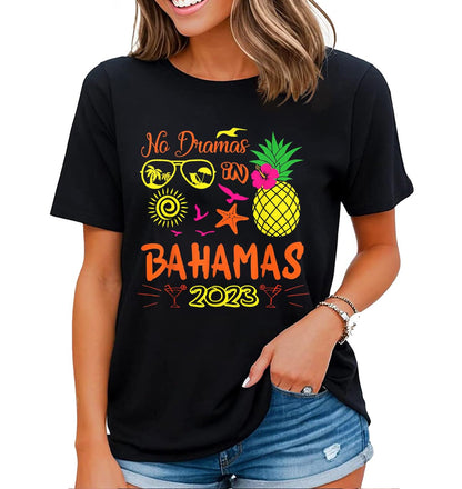 noozuo Bahamas Travel Vacation Shirt Womens Beach Summer Surf Beach Palm Tree T-Shirt