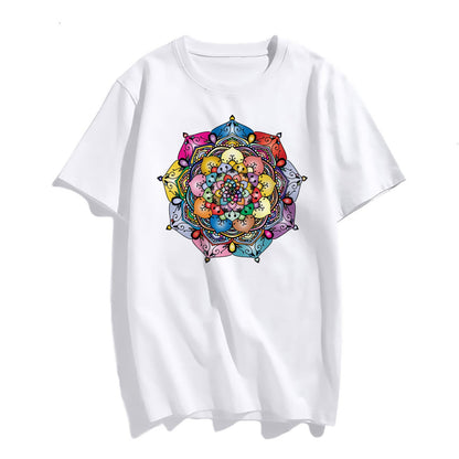 Mandala Style Flowers Graphic Women's Casual T-Shirt