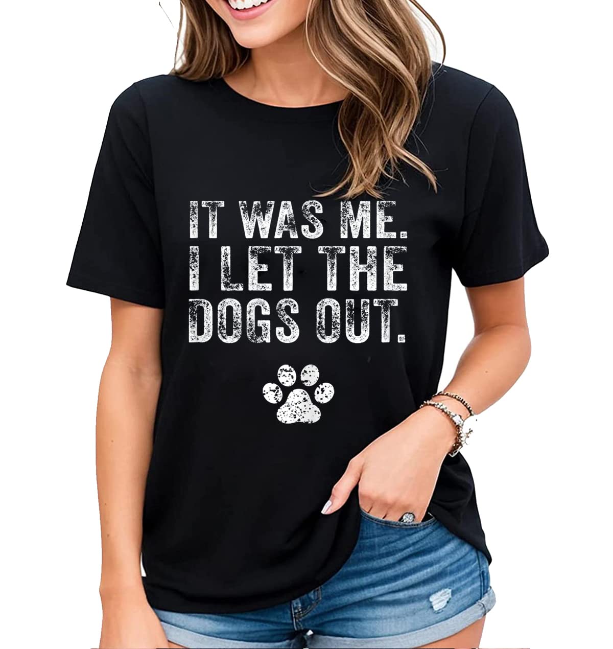 Women's T-Shirt Fun Dog Paw Graphic Tee Dog Lovers Gifts Casual Short Sleeve Tops