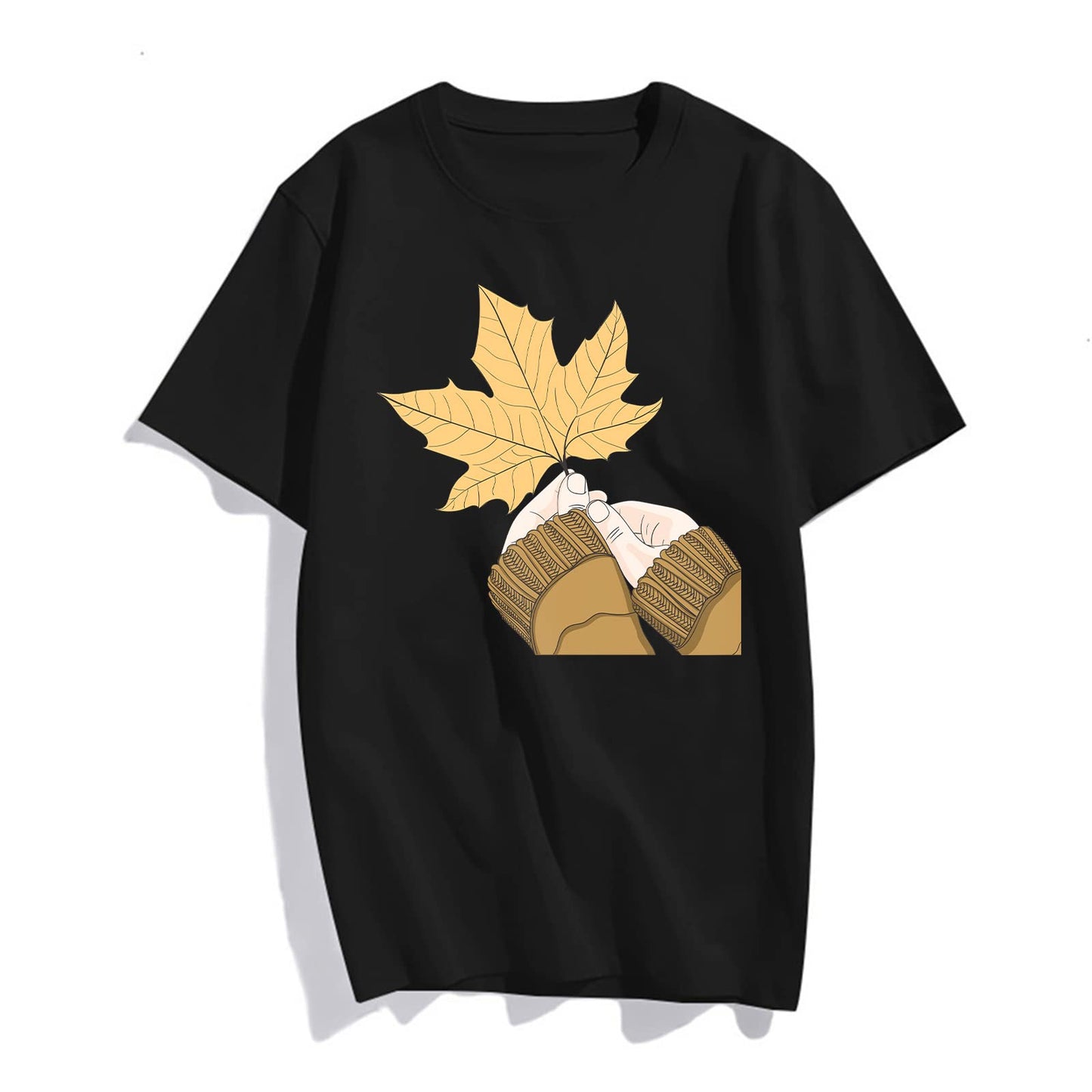 Maple Leaf Graphic Women's Summer Casual T-Shirt