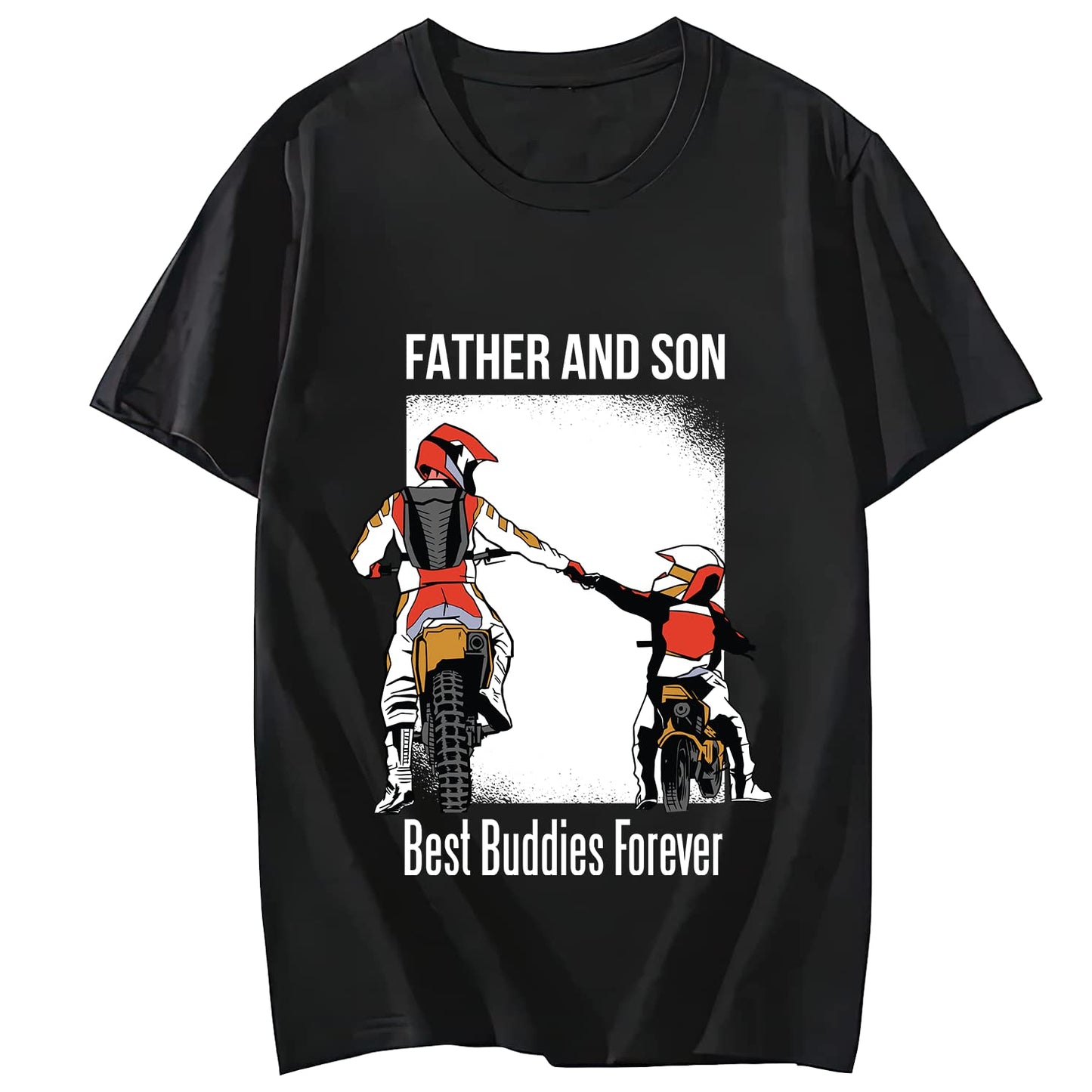 Men Tshirts Father Son Best Buddies Casual Short Sleeve T-Shirt