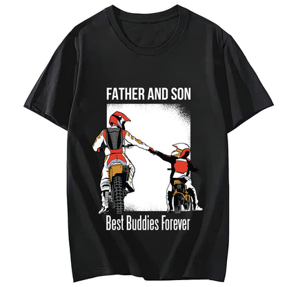 Men Tshirts Father Son Best Buddies Casual Short Sleeve T-Shirt