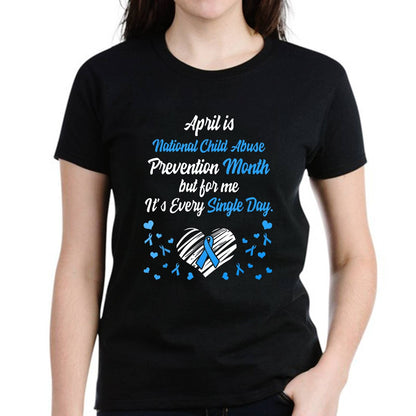 LastFor1 Women Casual Blue Child Abuse Prevention Awareness Pattern Gift Short Sleeve T-Shirt