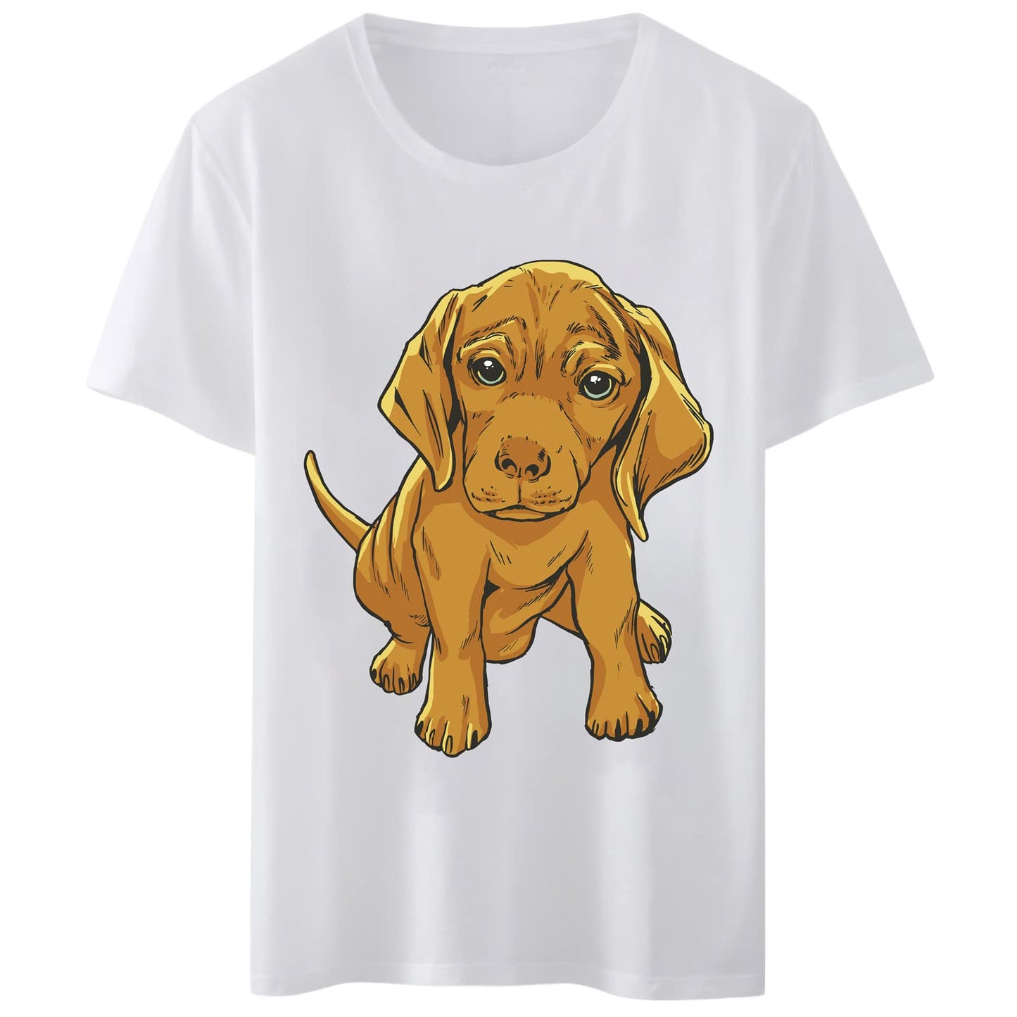 Women T-Shirt Cute Dog T-Shirt Round Neck Tops Short Sleeve Casual Tee