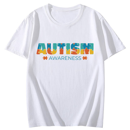 Autism Puzzles Short Sleeve Comfort Tops T-Shirts for Women