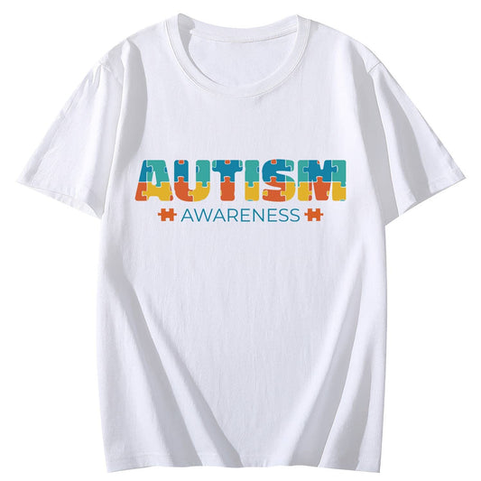 Autism Puzzles Short Sleeve Comfort Tops T-Shirts for Women