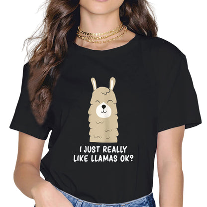 Cute Llama Squad Shirt Fashion Short Sleeve Casual Round Neck Gift T-Shirt