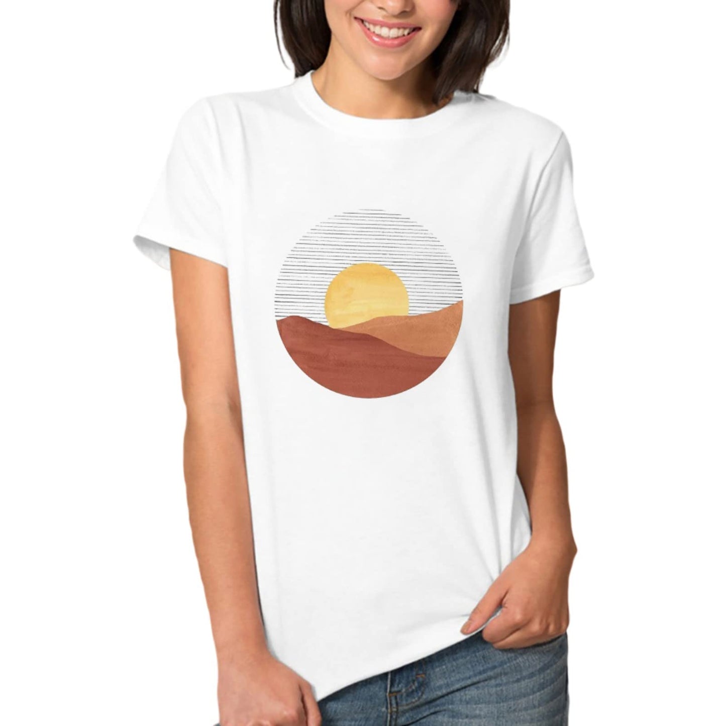 LastFor1 Tops for Women T-Shirt Summer Art Sun Moon Trust The Universe Harajuku Graphic Short Sleeve O-Neck Tees White 4X-Large