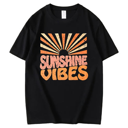 Womens Sunshine Graphic Shirt Funny Summer Short Sleeve O-Neck Tops