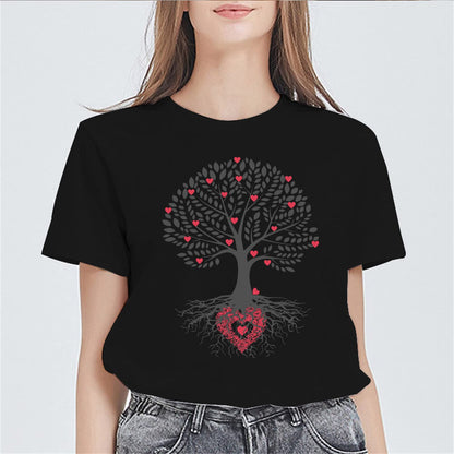 Love Tree Graphics Tshirts Women Casual Short Sleeve Round Neck Tops Women's
