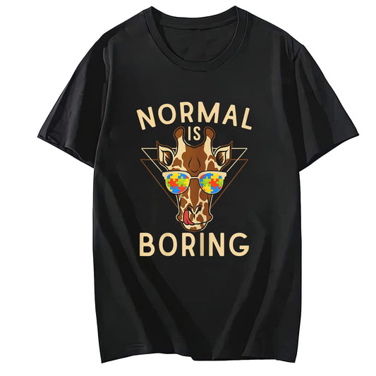 LastFor1 Normal is Boring Giraffe T-Shirt O-Neck Short Sleeve Shirt