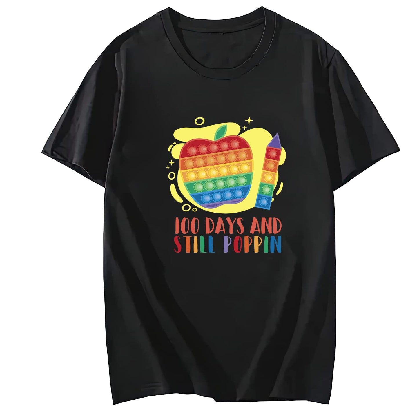 Women's 100 Days of School Love Round Neck Short Sleeve T-Shirt Top