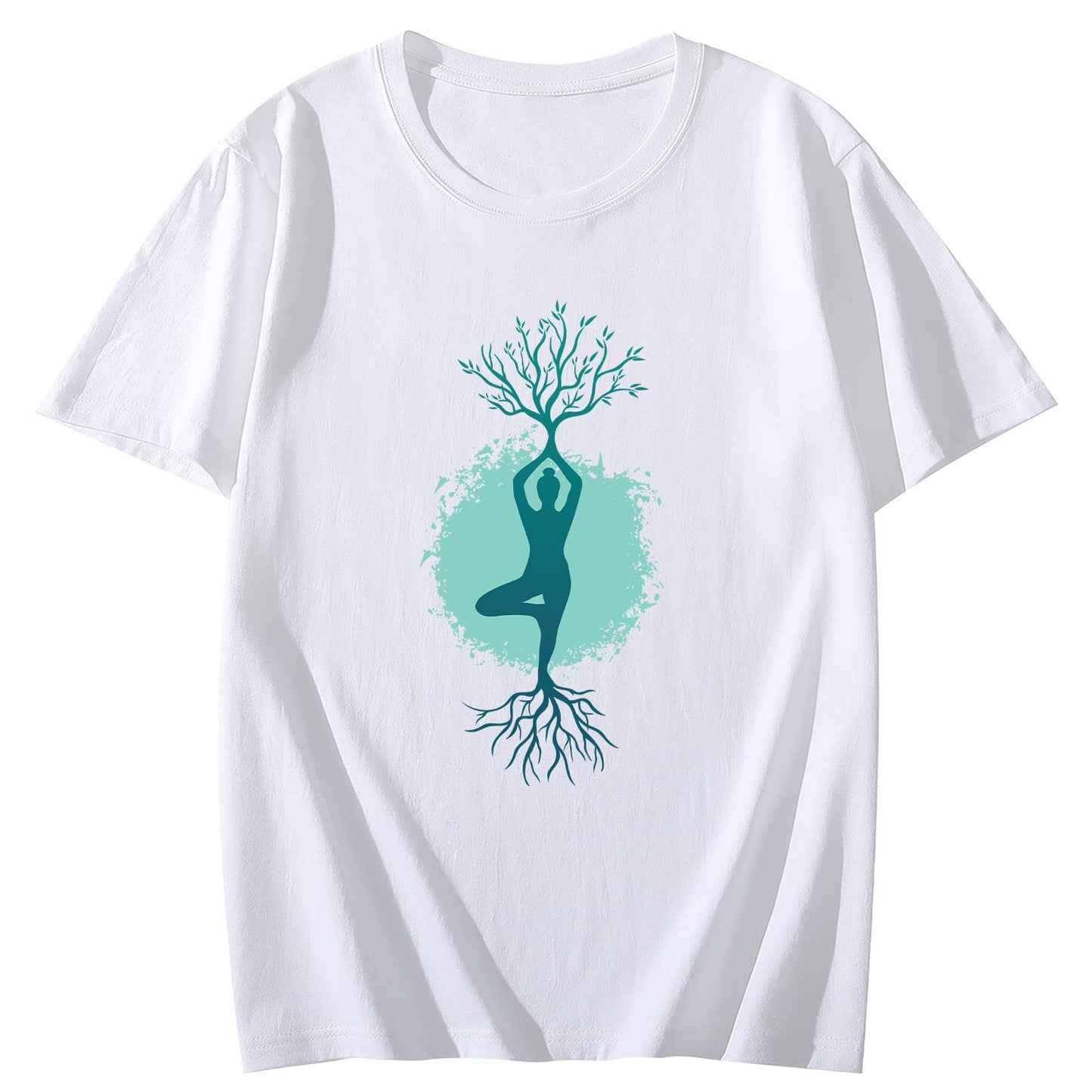 Yoga Woman Tree Short Sleeve Comfort Tops T-Shirts for Women
