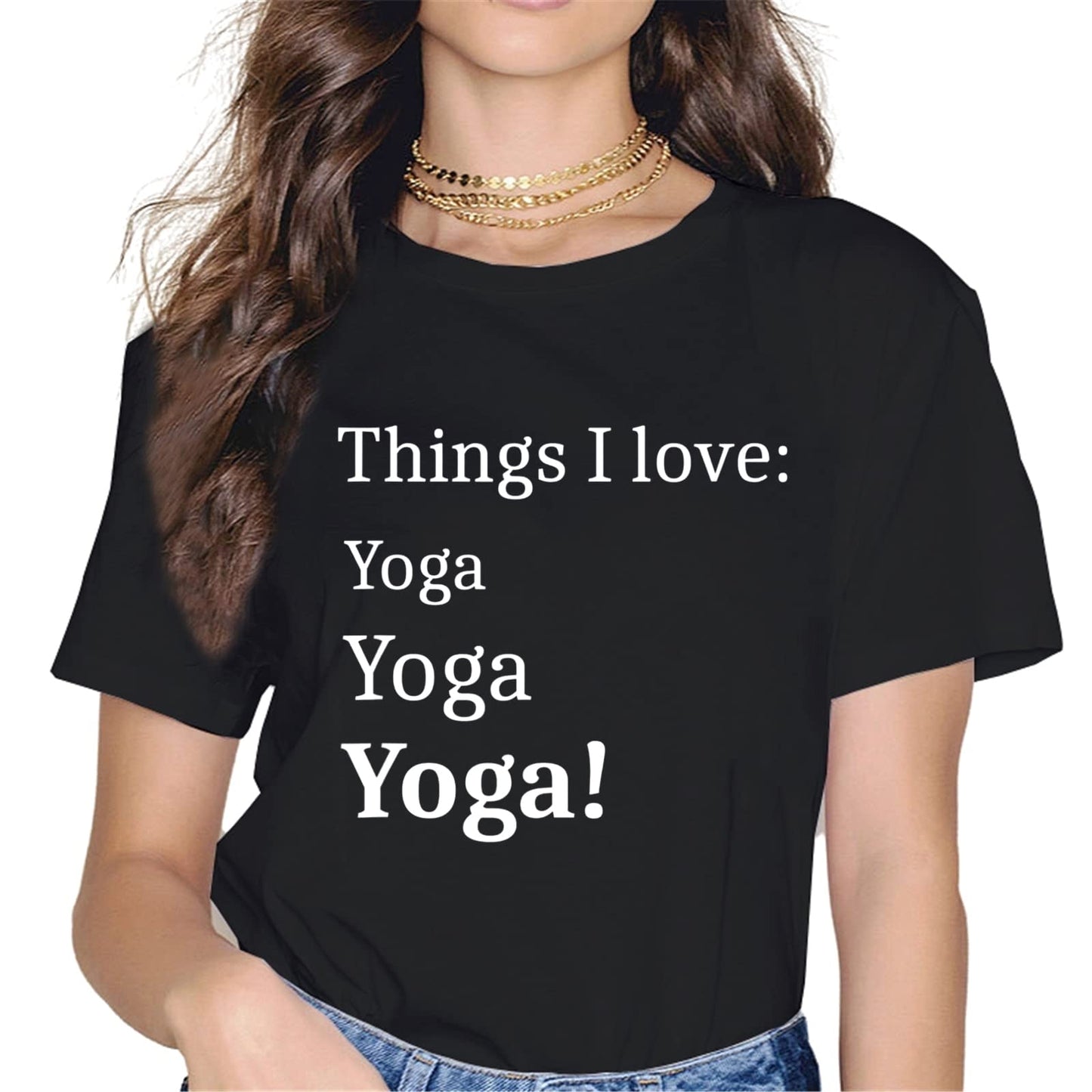 Tops for Women I Love Yoga T-Shirt Yoga Workout Cute Graphics Casual Short Sleeve Crew Neck Shirts Gift Tee
