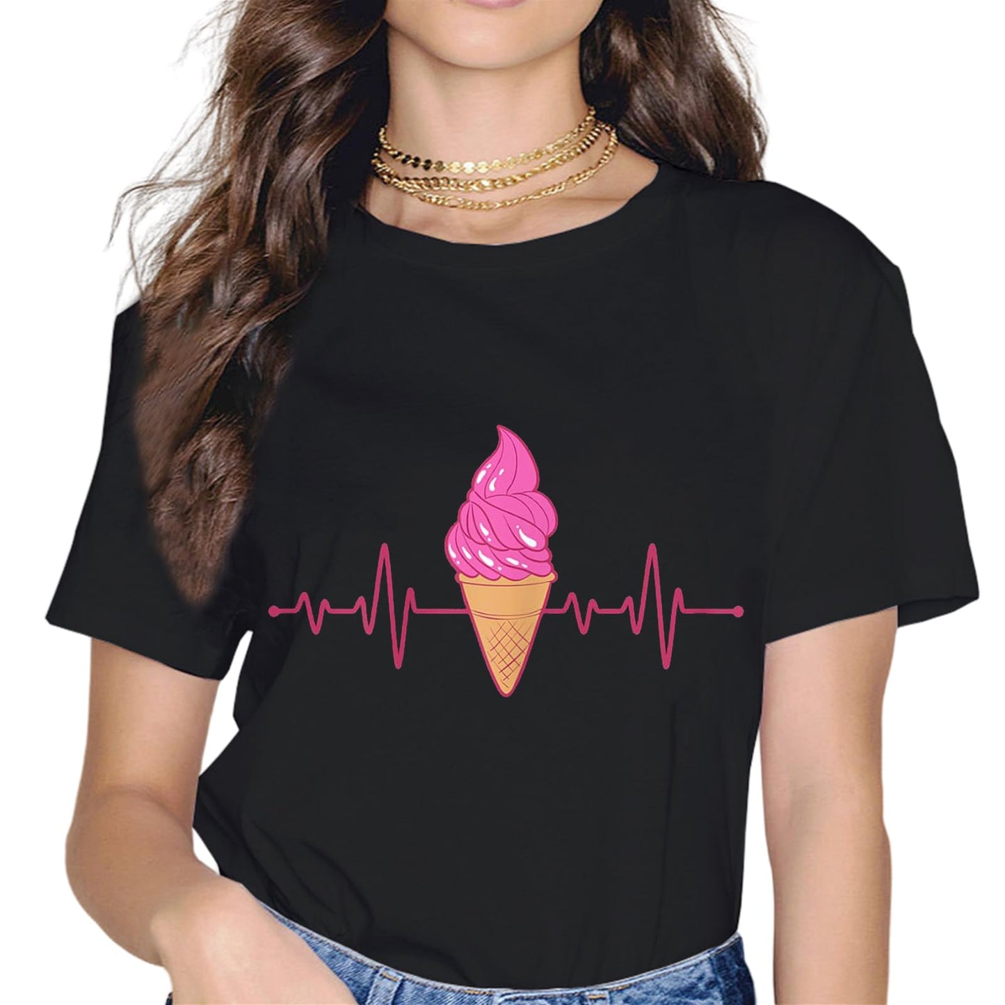 Ice Cream Popsicles Gift for Girls & Women Ice Cream Cone T-Shirt