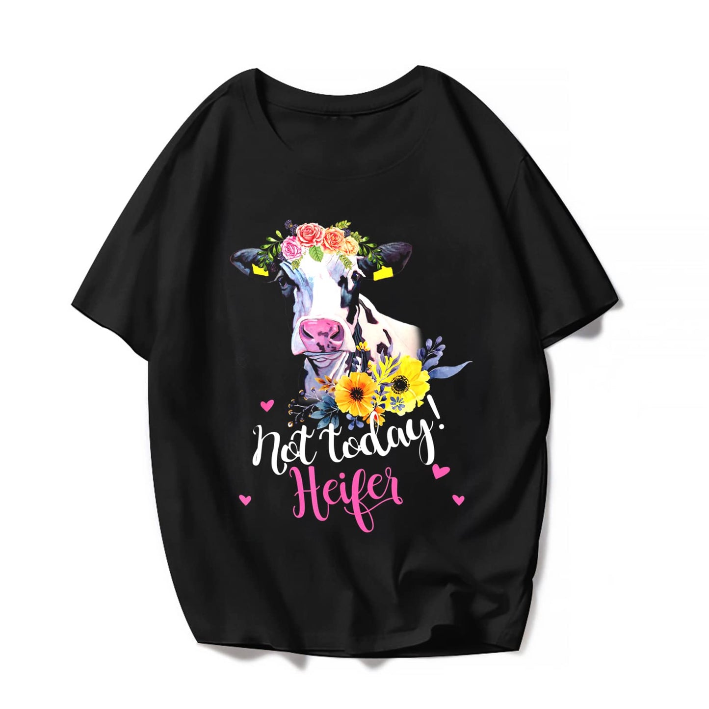 Women Cow Graphics T-Shirt - Life is Better Short Sleeve