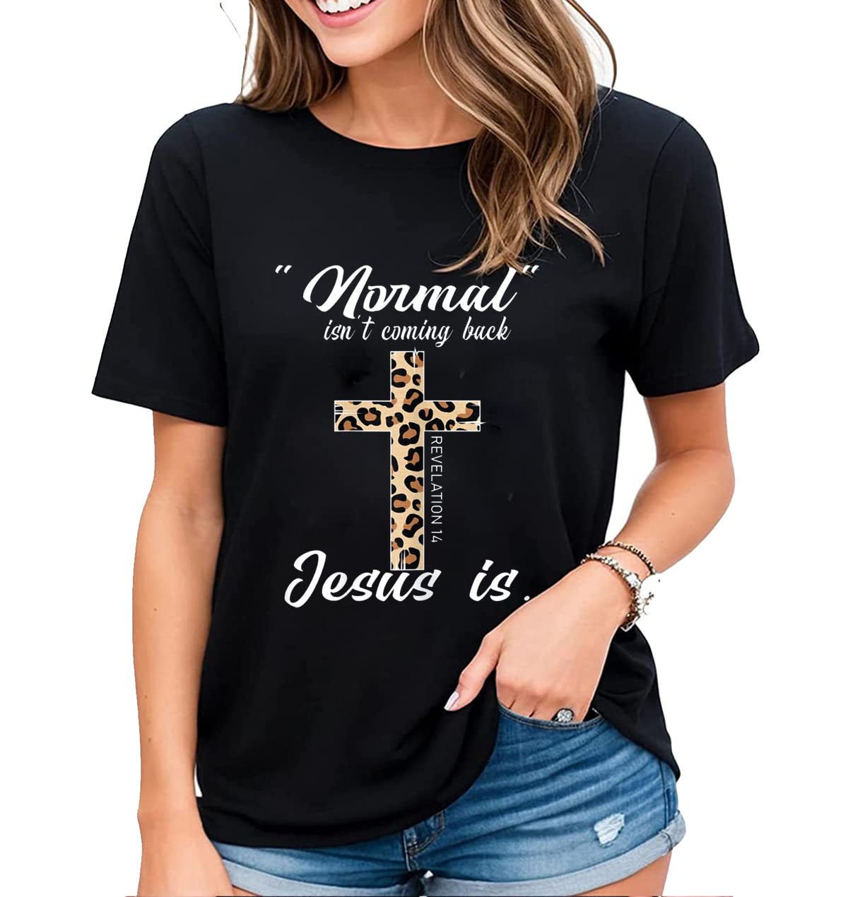 Women's Tshirt Normal Isn't Coming Back Jesus is Christian Gift Casual Short Sleeve Tops