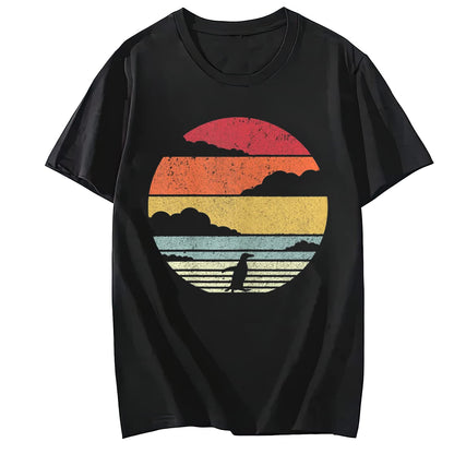 LastFor1 Womens Tshirt Penguin Retro Style Graphic Short Sleeve T-Shirt