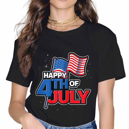 Sassalilly Happy 4th of July Patriotic American US Flag 4th of July T-Shirt