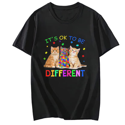 It's Ok to Be Different Cat Autism Awareness T-Shirt