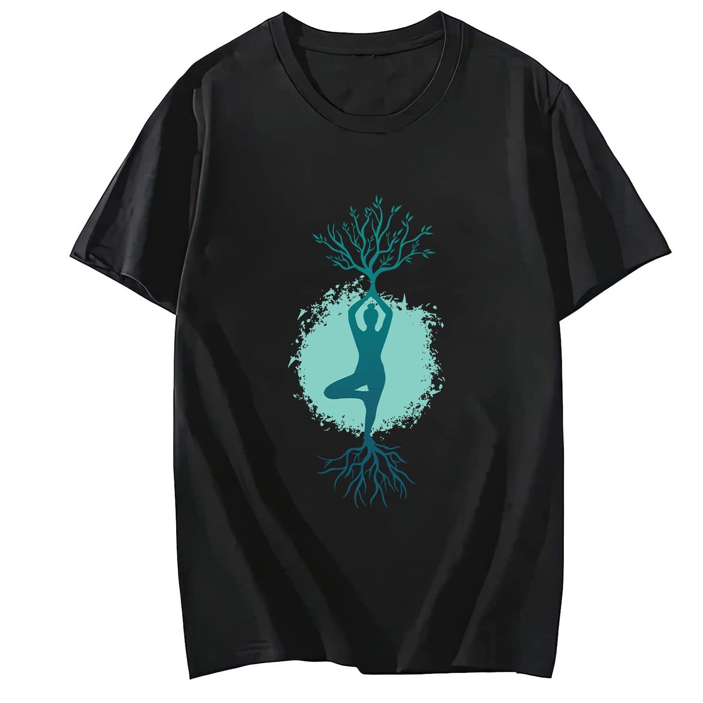 Yoga Woman Tree Short Sleeve Comfort Tops T-Shirts for Women