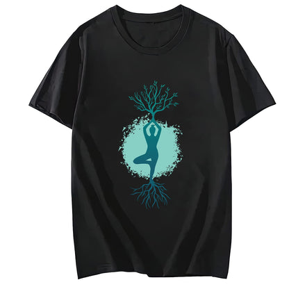 Yoga Woman Tree Short Sleeve Comfort Tops T-Shirts for Women