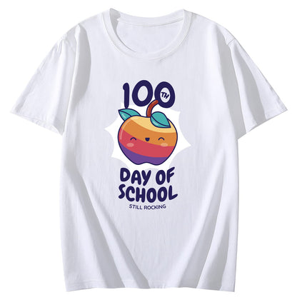 Women's 100 Days of School Love Round Neck Short Sleeve T-Shirt Top