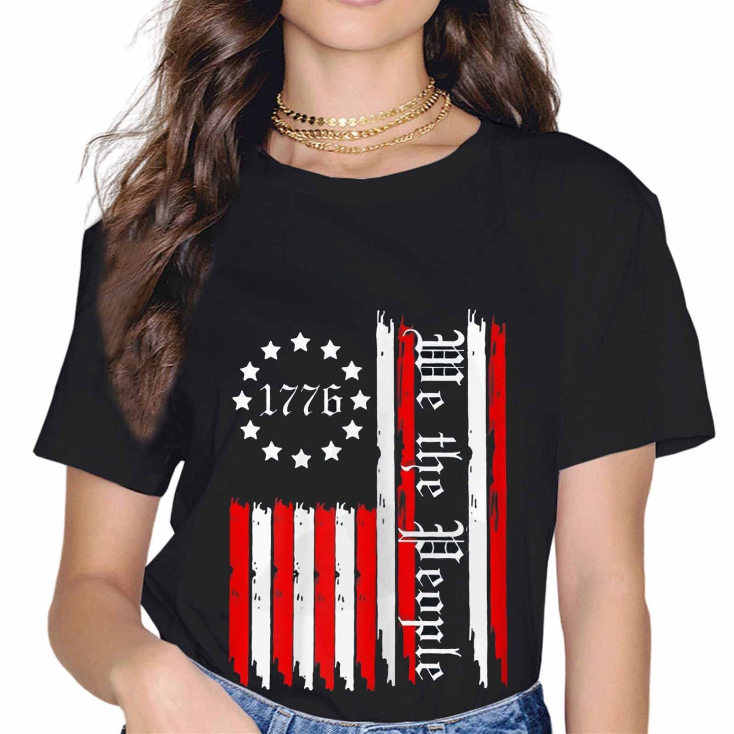 Vintage American Flag Patriotic 1776 We The People USA Gift T-Shirt