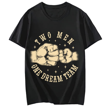 Men Tshirts Father Son Best Buddies Casual Short Sleeve T-Shirt
