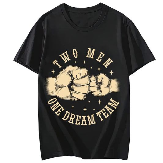 Men Tshirts Father Son Best Buddies Casual Short Sleeve T-Shirt