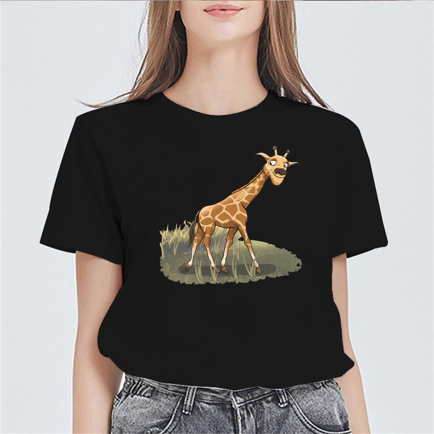 Womens Funny Giraffe Graphic Short Sleeve T Shirts for Women Summer Tops Teen Girl Clothes