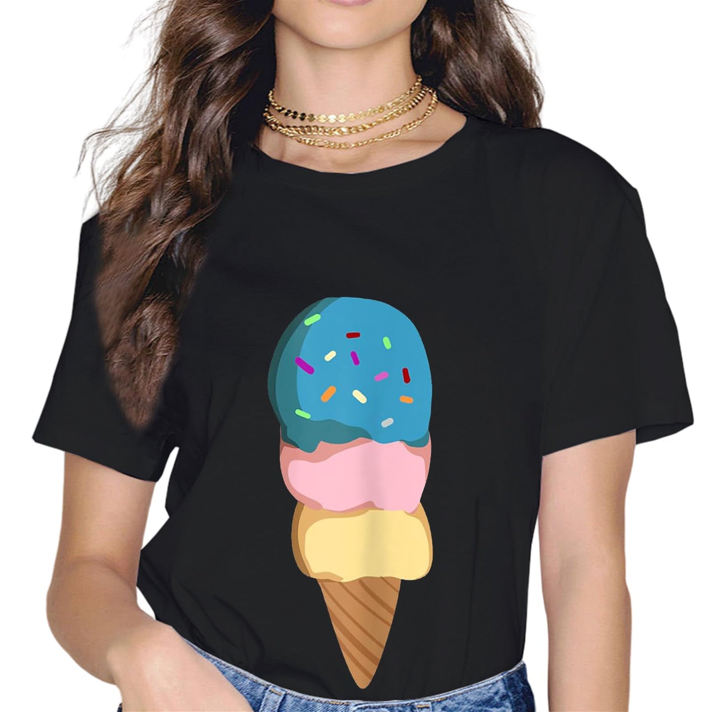 Ice Cream Popsicles Gift for Girls & Women Ice Cream Cone T-Shirt