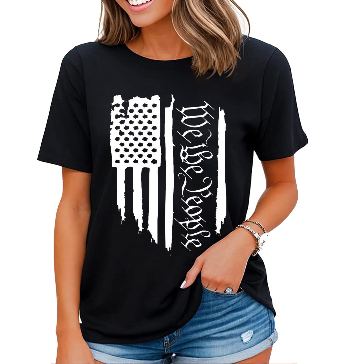Patriotic American Independence Day Shirts for Women 4th of July USA T-Shirt