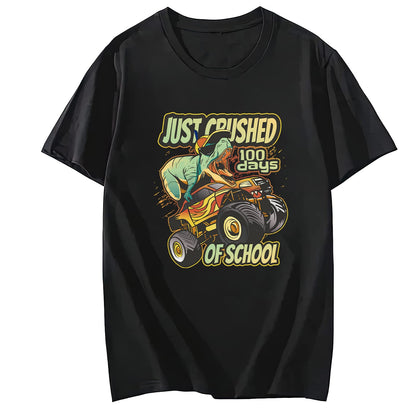 Awesome T-rex Monster Truck Round Neck Short Sleeve T-Shirt Top fo Men